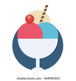 flat Vector icon - illustration of ice cream icon isolated on white