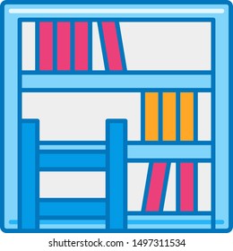 Flat vector icon illustration of library bookshelf 