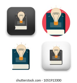 flat Vector icon - illustration of light bulb over book icon