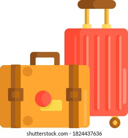 Flat vector icon illustration of luggage suitcase for traveling