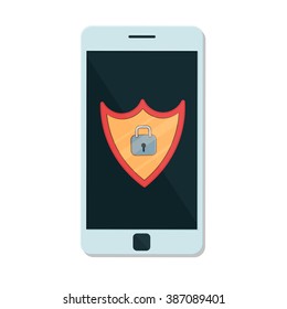 flat Vector icon - illustration of mobile security icon isolated on white