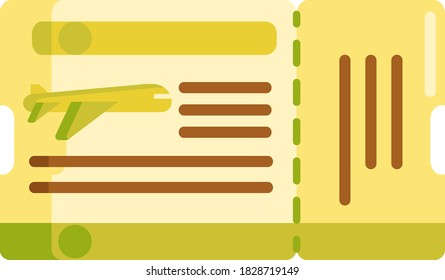 Flat vector icon illustration of modern simple flight ticket. Travel and tourism concept.