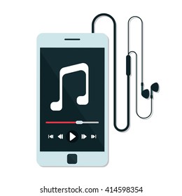 flat Vector icon - illustration of music player icon isolated on white