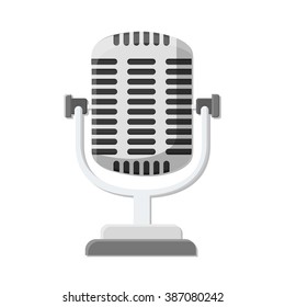 flat Vector icon - illustration of Old microphone icon isolated on white