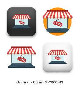 flat Vector icon - illustration of On line store icon