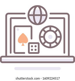 Flat vector icon illustration of online casino on laptop screen