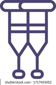 Flat vector icon illustration of a pair of underarm or axilla crutches. Medical and healthcare concept.