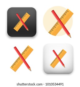 flat Vector icon - illustration of Pencil and ruler icon