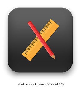 flat Vector icon - illustration of Pencil and ruler icon