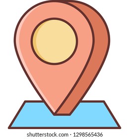Flat vector icon illustration of a pinned location map