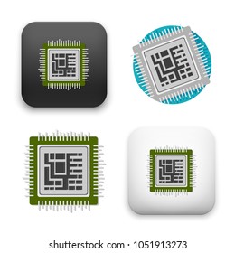 flat Vector icon - illustration of processor icon