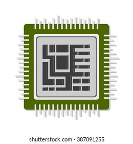 flat Vector icon - illustration of processor icon isolated on white
