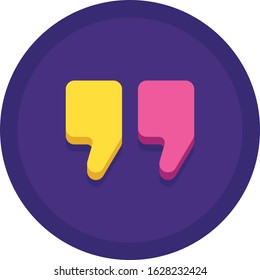 Flat vector icon illustration of quote quotation mark symbol