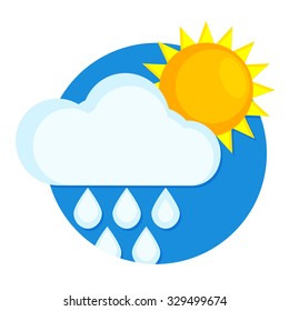 flat Vector icon - illustration of Rain and sun icon isolated on white