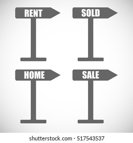 flat Vector icon - illustration of rent, sold, home, sale sign isolated on white