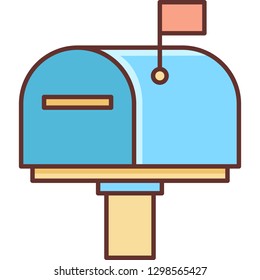 Flat vector icon illustration of a retro mailbox