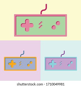 Flat vector icon illustration of a retro game controller. Game pad illustration design. Classic joystick design.  