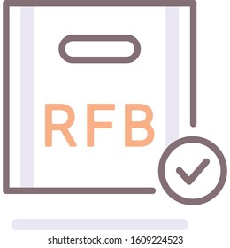 Flat vector icon illustration of rfb room food beverage comps package. Casino gambling concept.