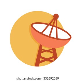 flat Vector icon - illustration of satellite dish icon isolated on white