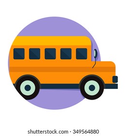 flat Vector icon - illustration of School Bus icon isolated on white