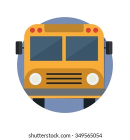 flat Vector icon - illustration of School Bus icon isolated on white