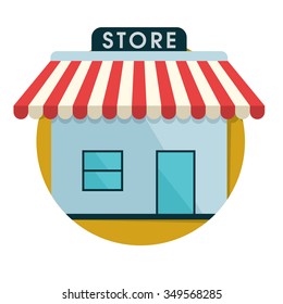 flat Vector icon - illustration of shop store icon isolated on white