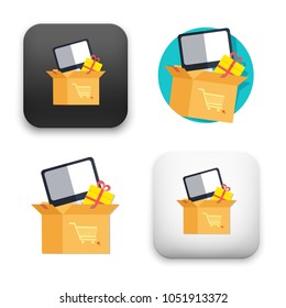 flat Vector icon - illustration of shopping box icon
