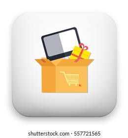 flat Vector icon - illustration of shopping box icon