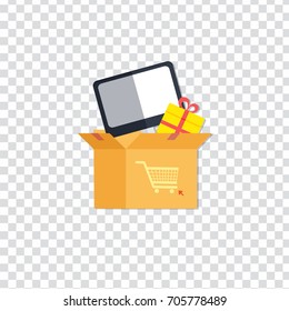 flat Vector icon - illustration of shopping box icon
