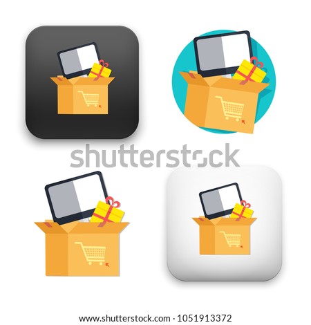 flat Vector icon - illustration of shopping box icon