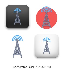 flat Vector icon - illustration of signal radio tower icon