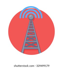 flat Vector icon - illustration of signal radio tower icon isolated on white