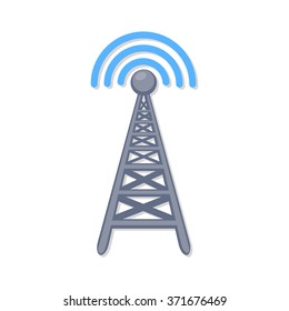 Flat Vector Icon - Illustration Of Signal Radio Tower Icon Isolated On White