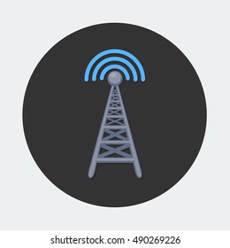 flat Vector icon - illustration of signal radio tower icon