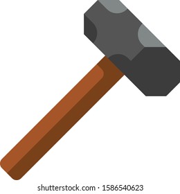 Flat Vector Icon Illustration Of A Sledgehammer. Rage Room Tools Of Destruction Concept.