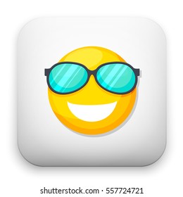 flat Vector icon - illustration of smiley face with sunglasses icon