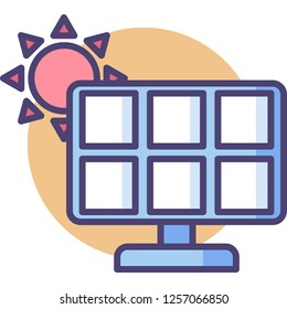 Flat vector icon illustration of solar energy panel