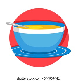 flat Vector icon - illustration of soup icon isolated on white