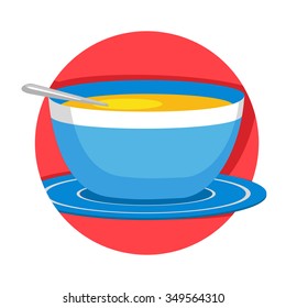 flat Vector icon - illustration of soup icon isolated on white