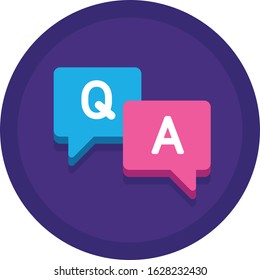 Flat vector icon illustration of speech bubbles with Q and A letter. Questions and answers session concept.