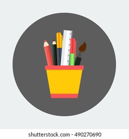 flat Vector icon - illustration of stationery set