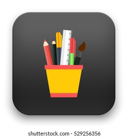 flat Vector icon - illustration of stationery set