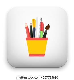 flat Vector icon - illustration of stationery set