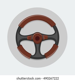 flat Vector icon - illustration of steering wheel icon