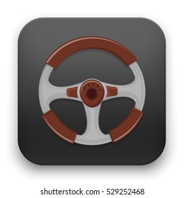 flat Vector icon - illustration of steering wheel icon