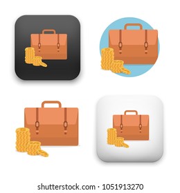 flat Vector icon - illustration of suitcase with coins icon