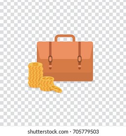 flat Vector icon - illustration of suitcase with coins icon