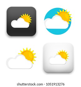 Flat Vector Icon - Illustration Of Sun And Cloud Weather Web Icon