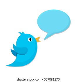 flat Vector icon - illustration of Talking Blue Bird icon isolated on white