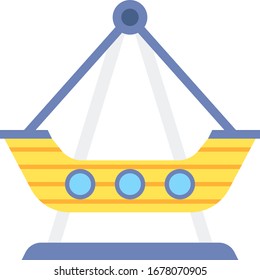 Flat vector icon illustration of theme park pirate ship